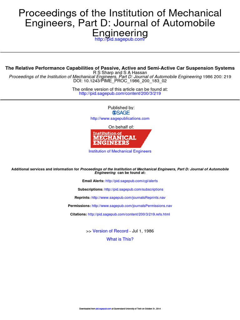 Car Suspension System Performance Analysis | PDF | Spectral Density ...