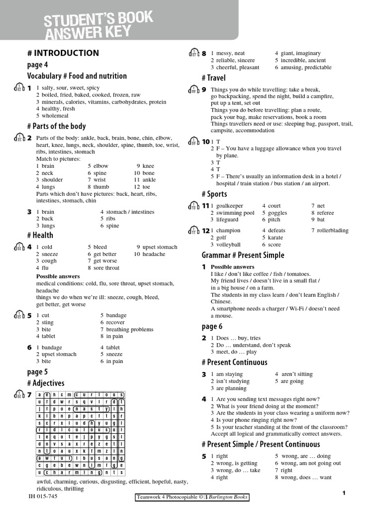Teamwork4 Answer Key PDF Train Fungus