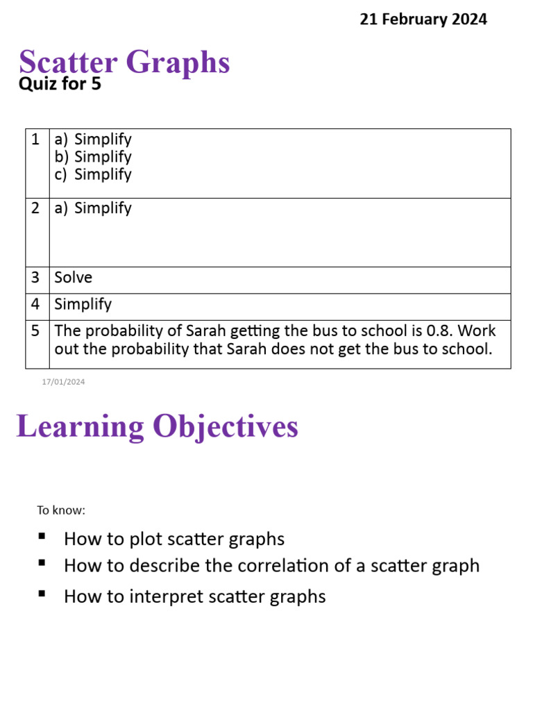 5.1 Scatter Graphs | PDF | Scatter Plot