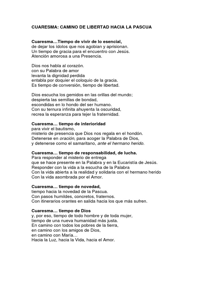 Cuaresma Camino de Libertad Hacia La Pascua | PDF | Libro del éxodo ...
