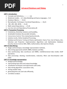Advanced Databases and Mining For Mtech