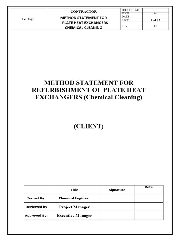 Chemical Cleaning Method for Heat Exchangers | PDF | Acid | Heat Exchanger