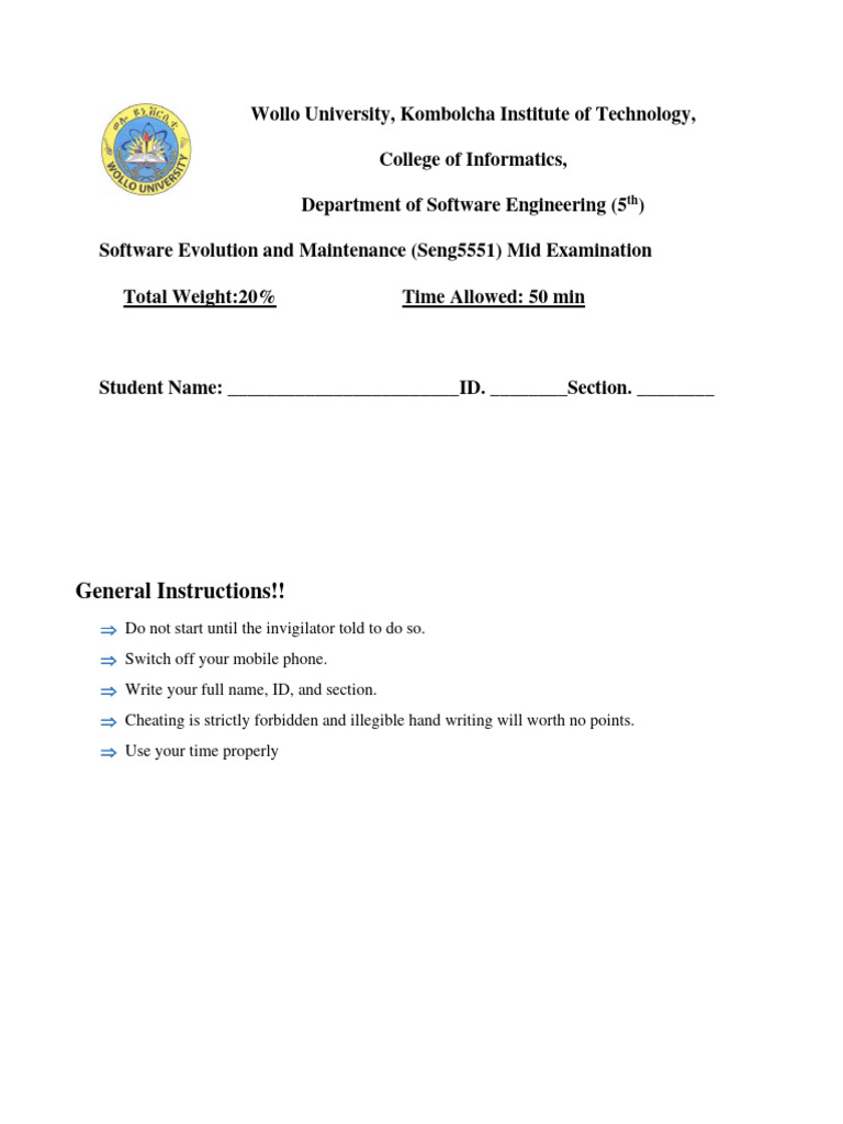 Mid Exam: Software Evolution & Maintenance | PDF | System | Engineering