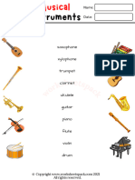 Musical Instruments Matching Worksheet