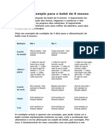 INTRODUÇÃO ALIMENTAR Cardápio Exemplo para o Bebê de 6 Meses