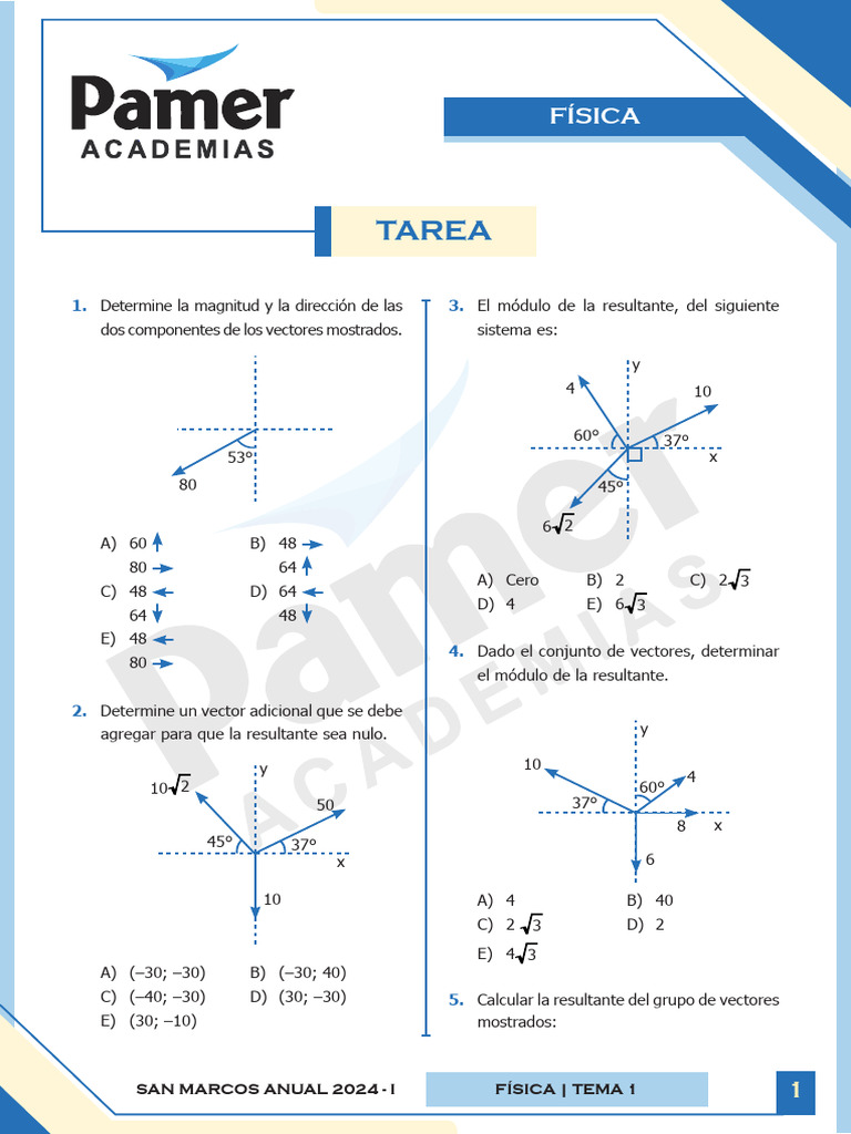 Fisica - Tarea Sem 1 | PDF | Vector Euclidiano | Geometría