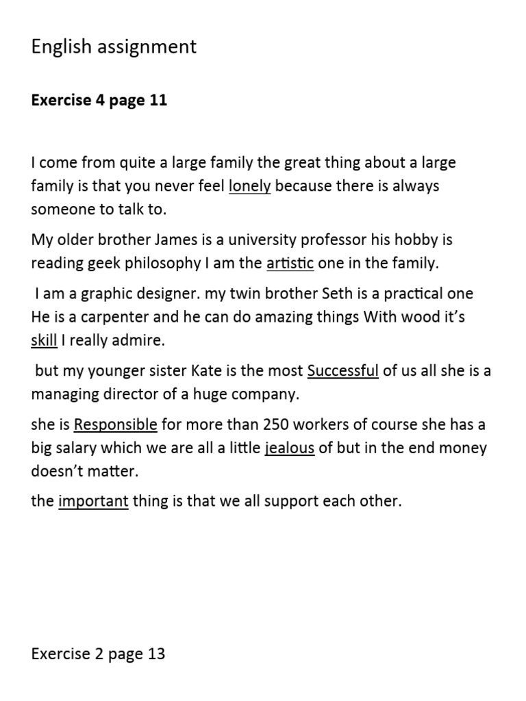 English Assignment Overview and Exercises | PDF | Self-Improvement