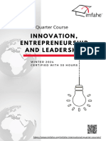 Quarter Course On Innovation Entrepreneurship and Leadership - Winter 2024