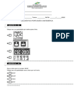 DIAGNÓSTICO Português - Matemática 1º Ano