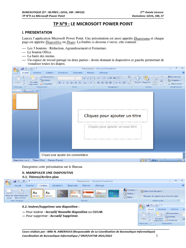 TP PowerPoint : Création et Animation | PDF | Microsoft Office ...
