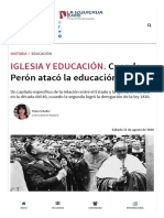 IGLESIA Y EDUCACIÓN. Cuando Perón Atacó La Educación Laica