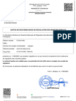 Quitus de Non Redevance de Regulation Des Marches Publics: Republique de Côte D'Ivoire