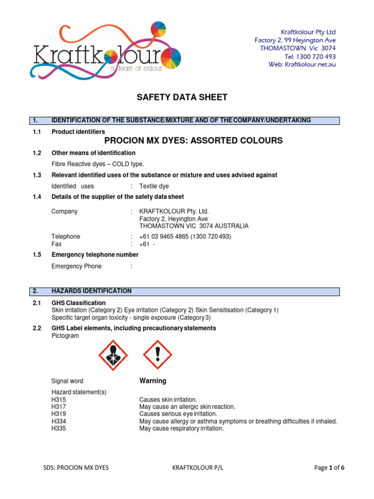 IS PROCION MX DYE TOXIC intelligence overview