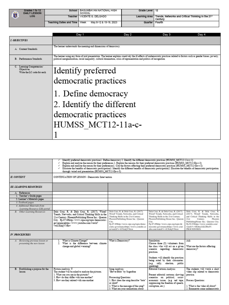 2nd Week 10 Democratic Intervention2 | PDF | Democracy | Political ...