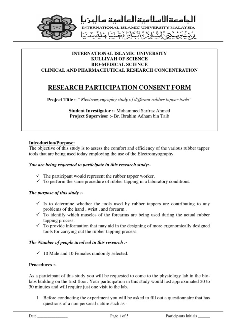 Research Consent Forms | PDF | Electromyography | Consent