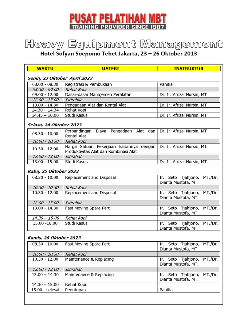 Heavy Equipment Management Pdf