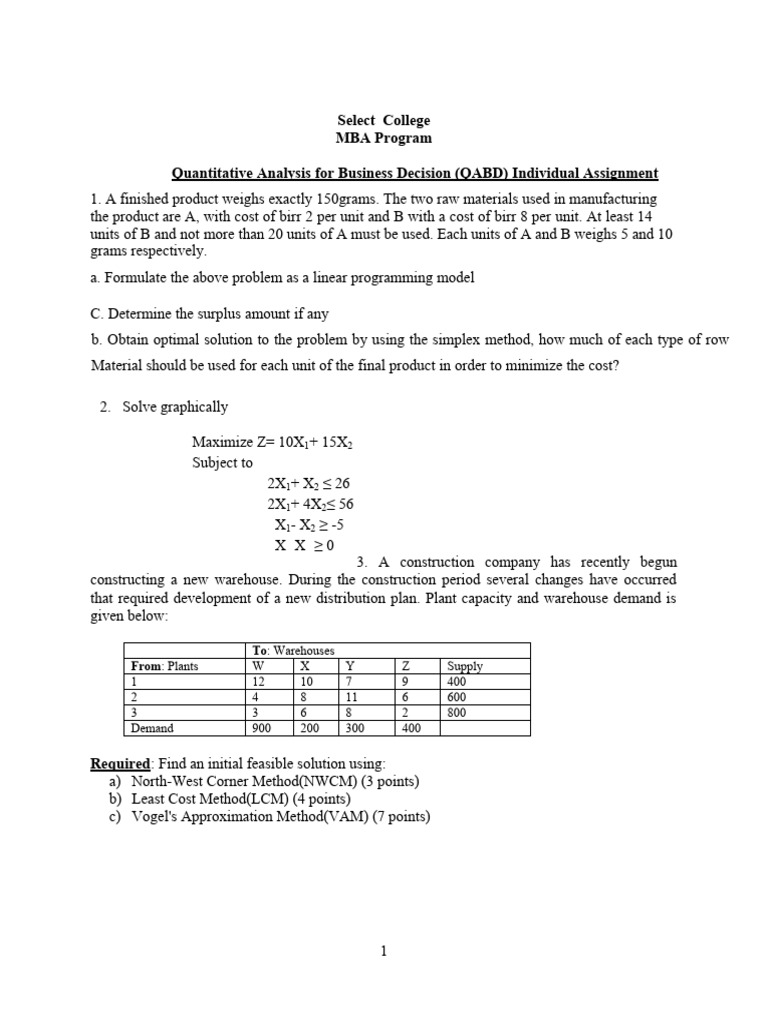 QABD Assignment Selected Modified | PDF | Applied Mathematics | Algorithms