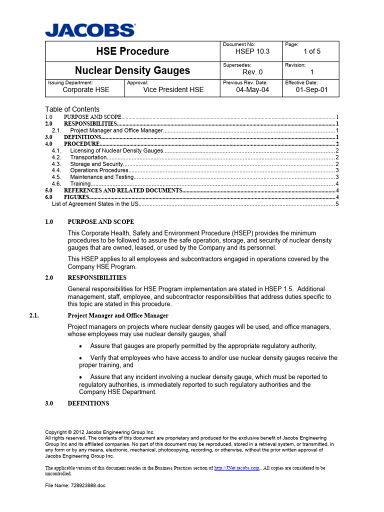 HSEP10-03 NuclearDensityGuagesRev1 | PDF | Nuclear Regulatory ...