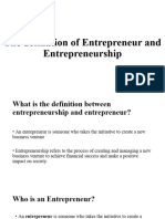 Defination of Entrepreneur and Entrepreneurahip