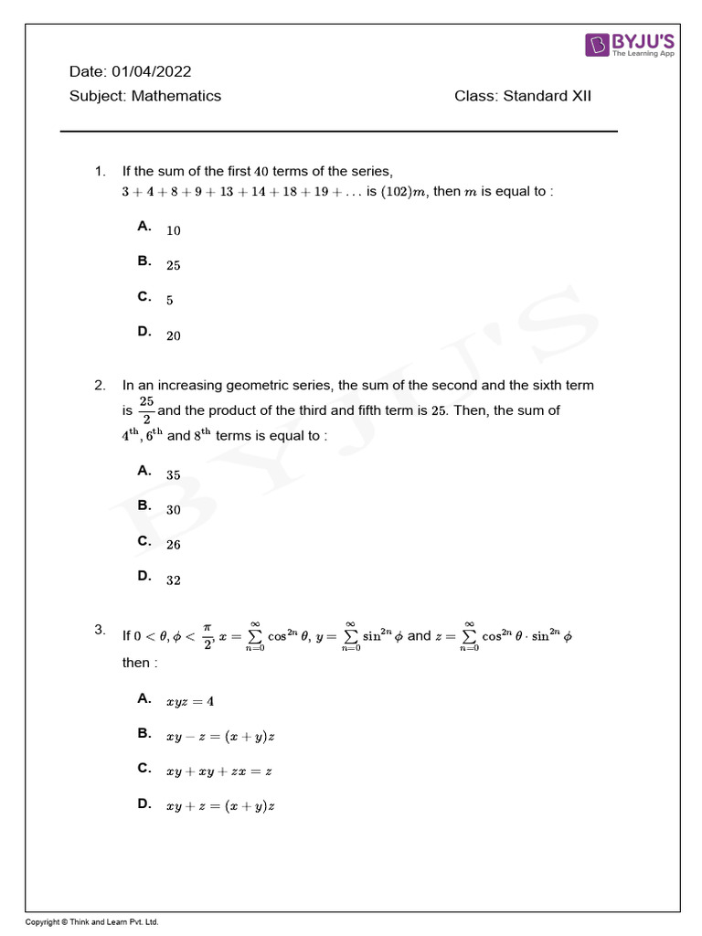 1 Apr 2022 Maths Questions | PDF | Triangle | Arithmetic