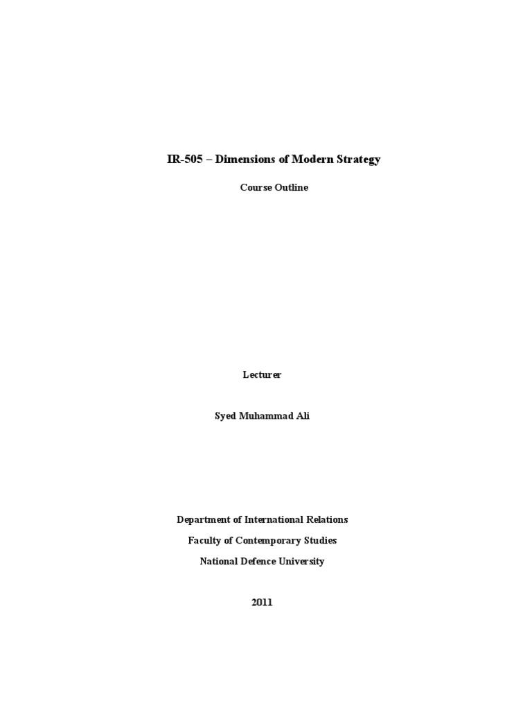 DMS Course Outline-Latest | PDF | On War | Carl Von Clausewitz