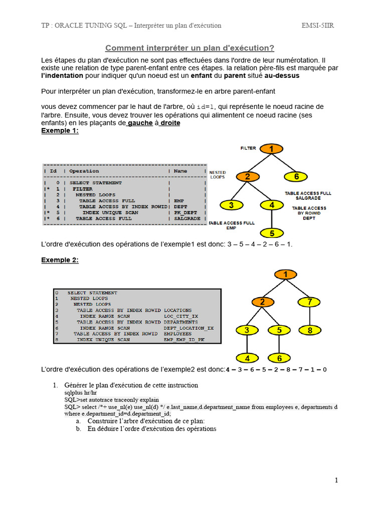 Interprétation d'un plan d'exécution SQL | PDF