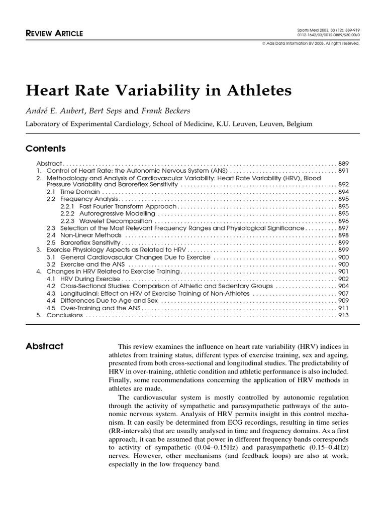 Heart Rate Variability in Athletes | PDF | Heart Rate | Heart