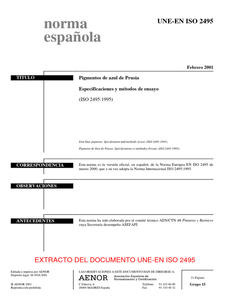 (Ex) Une-En Iso 2495 2001 | PDF | Pigmento | Química
