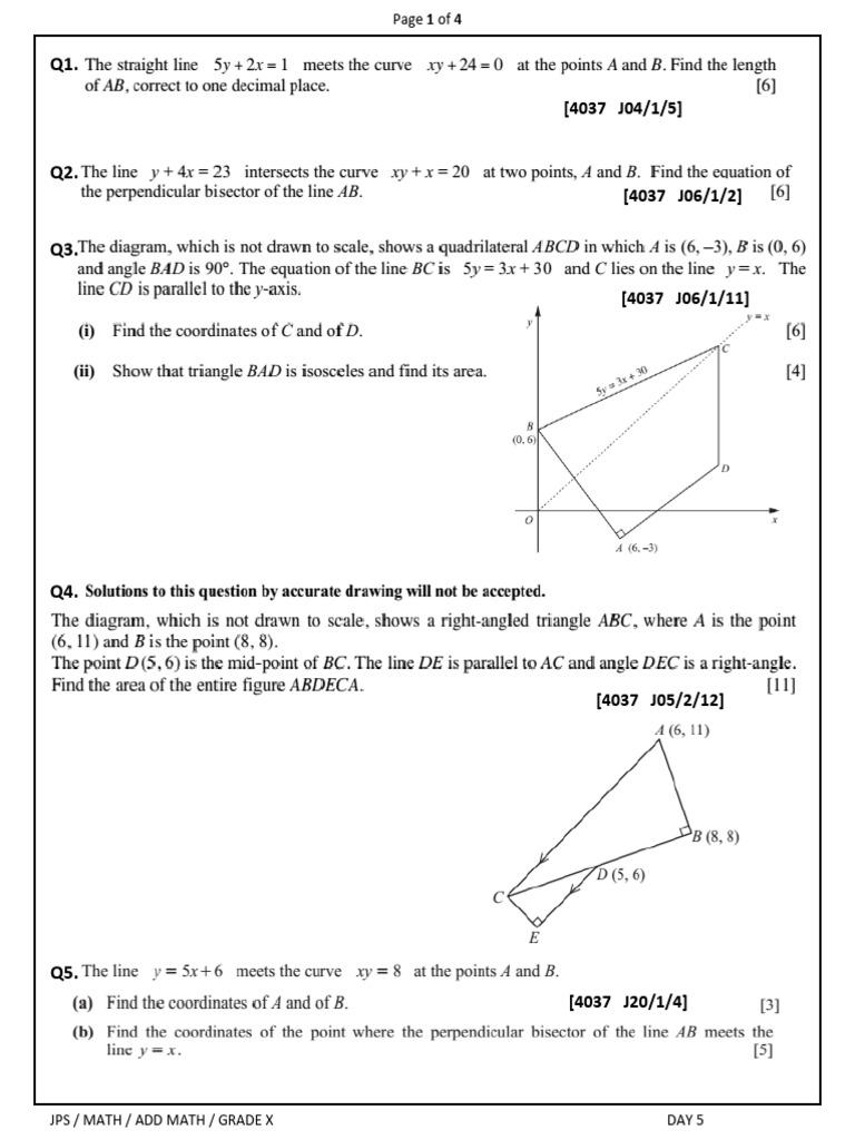 J05 Mock Exam for Grade X Math | PDF