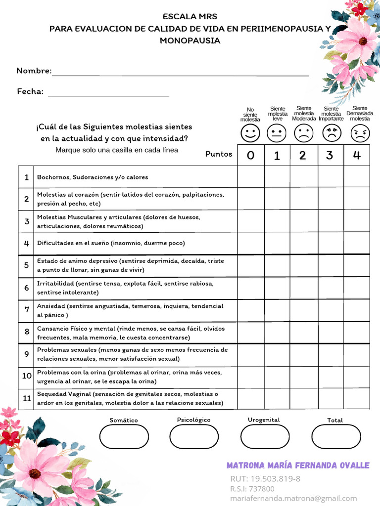 Escala MRS para Evaluar Menopausia | PDF