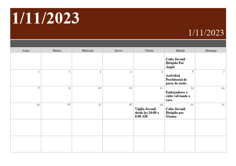 Programa Del Mes de Noviembre | PDF