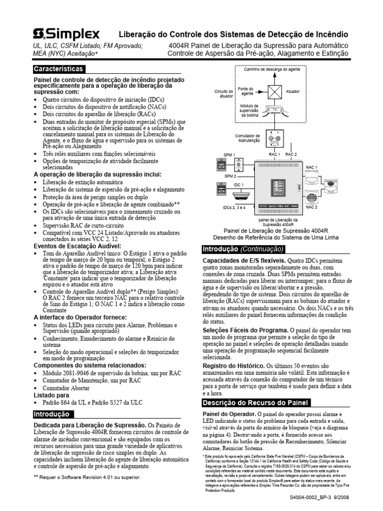 Painel de Supressão 4004R: Características | PDF | Relé | Bens ...