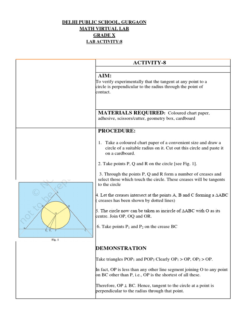 Tangent and Radius Perpendicularity Lab | PDF | Teaching Methods ...