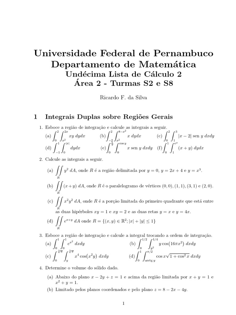11 lista de c lculo 2 1 download gr tis pdf euclides objetos