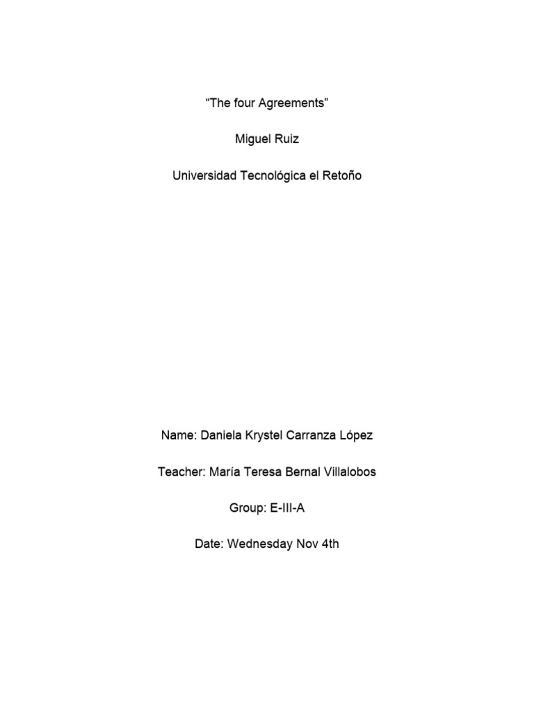 book-report-the-four-agreements-pdf-behavioural-sciences