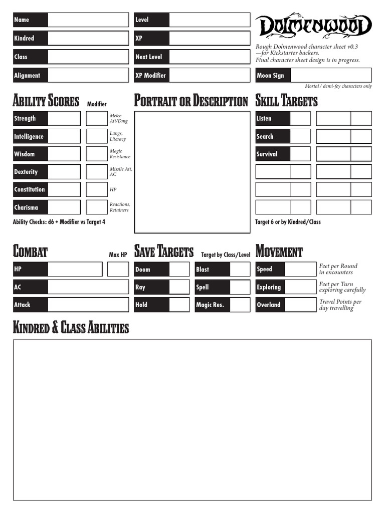 Dolmenwood Character Sheet Overview | PDF | Role Playing Games