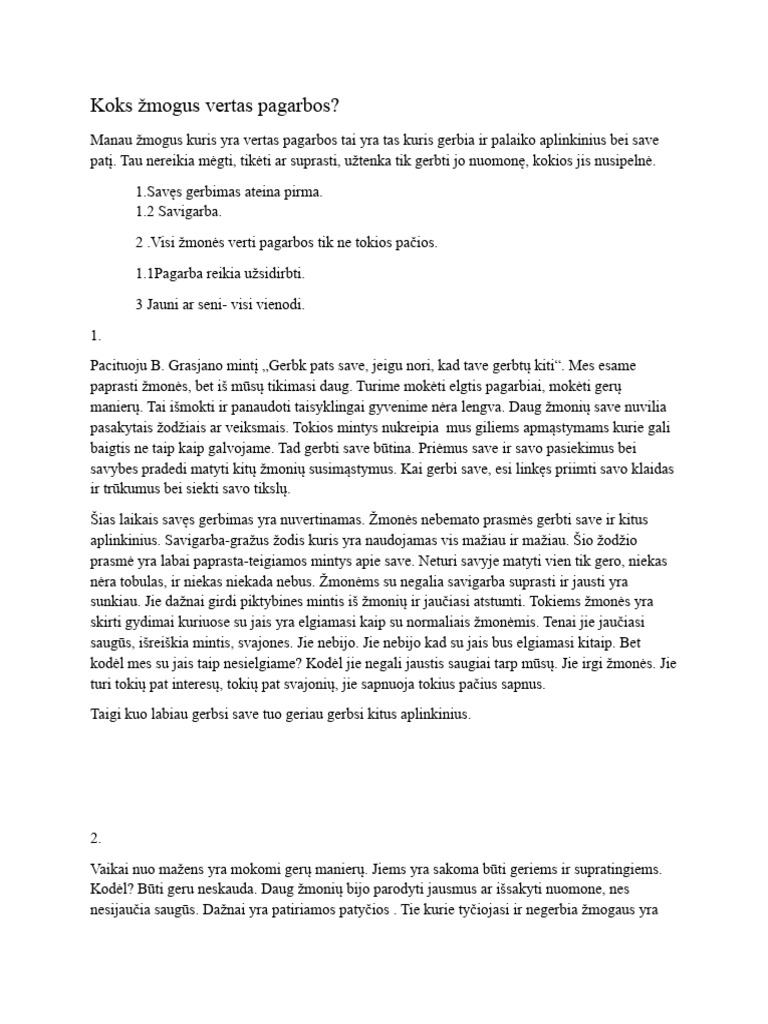 Koks Žmogus Vertas Pagarbos | PDF