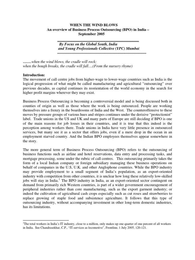 Bpo Framework Pdf Business Process Outsourcing Outsourcing