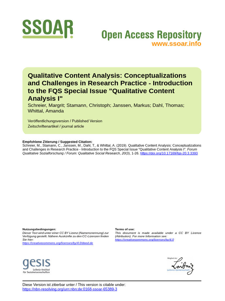 Qualitative Content Analysis Overview | PDF | Methodology | Qualitative ...