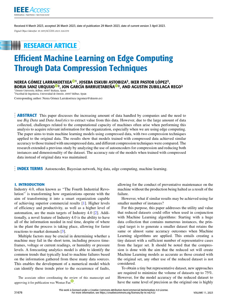 Efficient Machine Learning On Edge Computing Through Data Compression ...