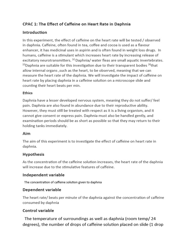 Caffeine's Impact on Daphnia Heart Rate | PDF | Caffeine | Heart Rate