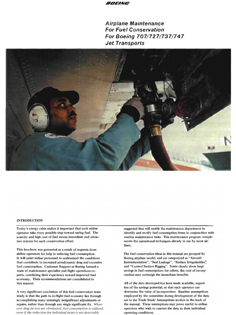 Airplane Maintenance For Fuel Conservation For Boeing 707/727/737/747 ...