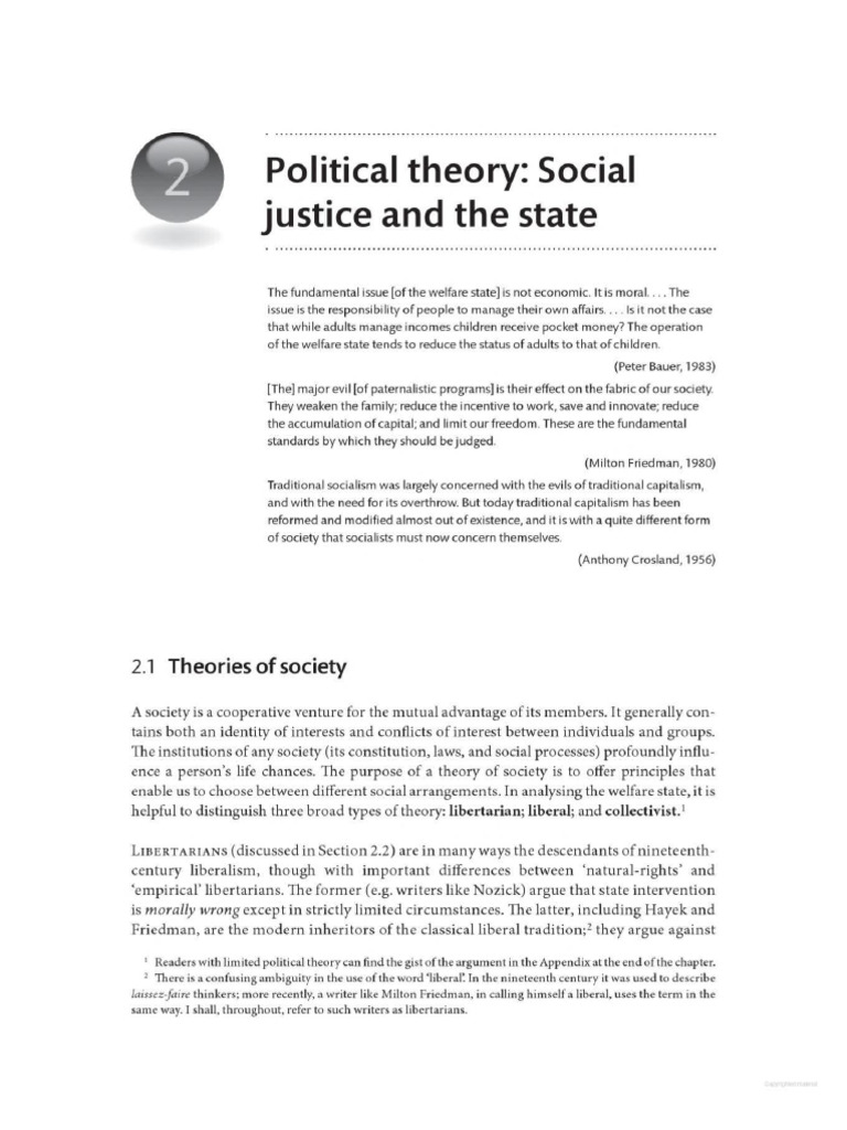 Political Theory Social Justice and The State - Nicholas Barr | PDF