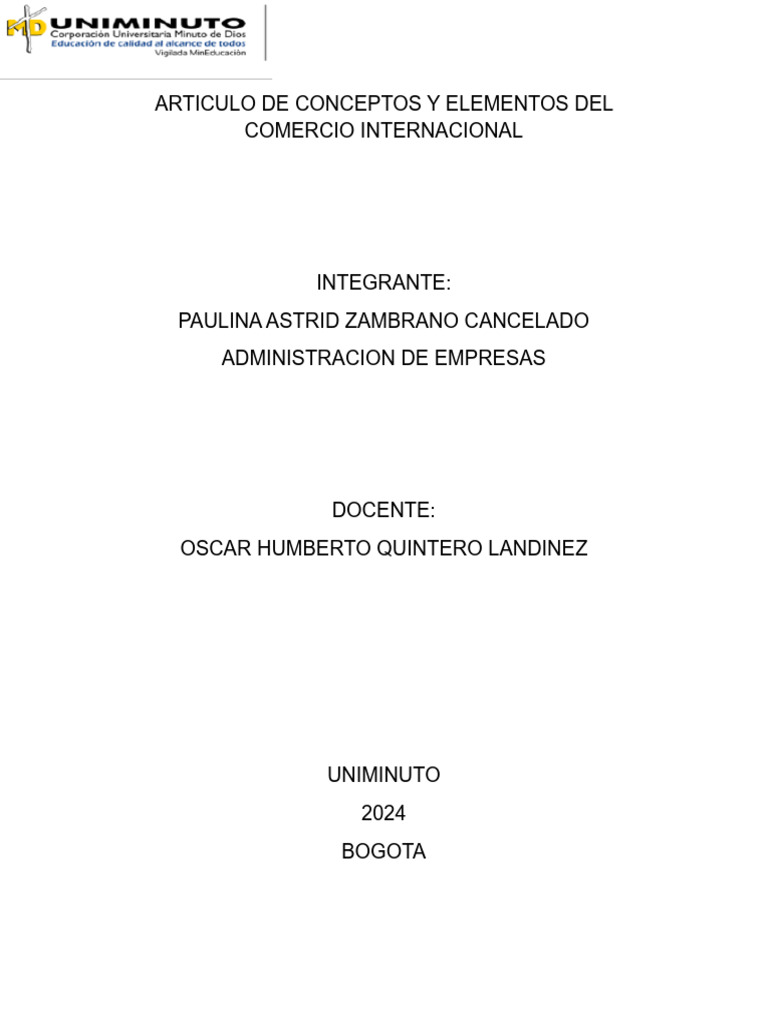 Conceptos y Elementos Del Comercio Internacional | PDF | Comercio | Arancel