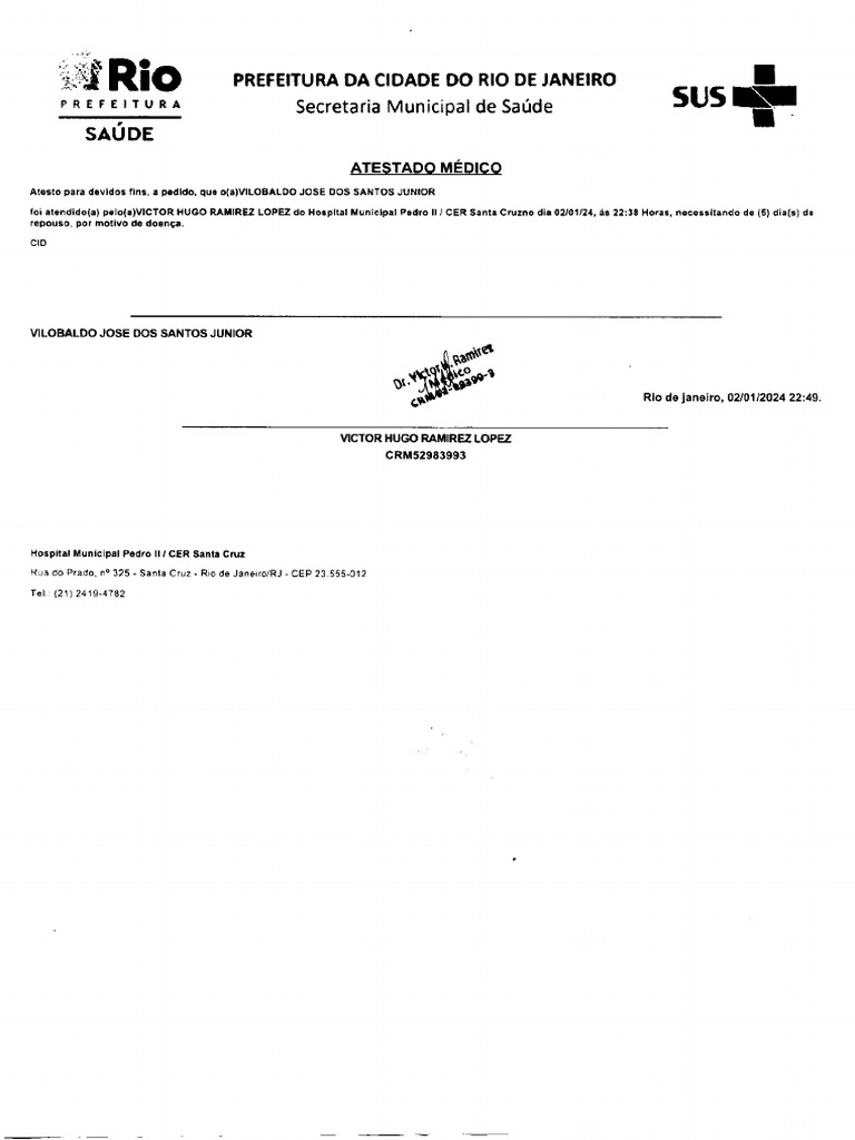 Atestado Medico 02JN24 | PDF