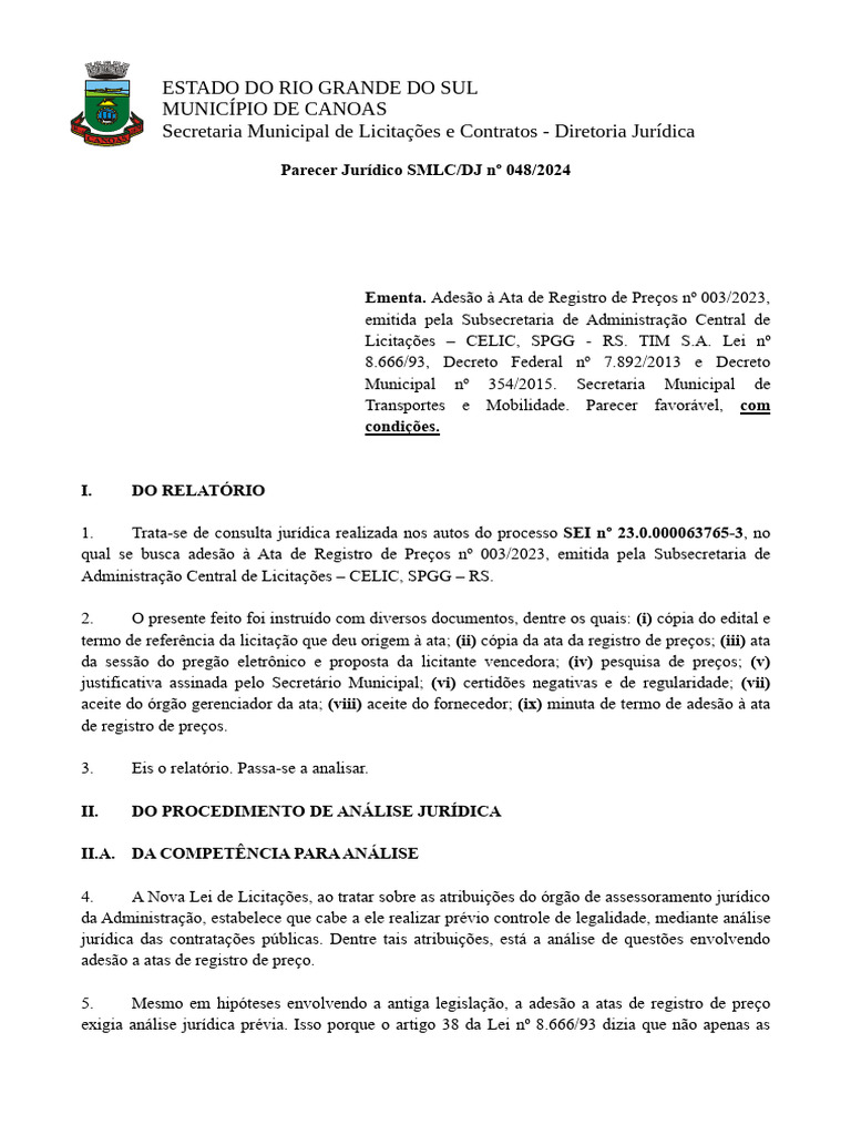 Parecer sobre Adesão à Ata de Preços | PDF | Administração pública ...