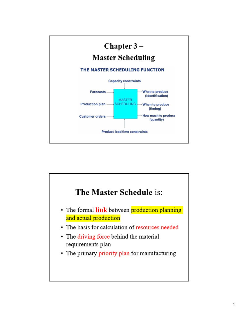 Master Scheduling in Operations Management | PDF | Inventory | Forecasting