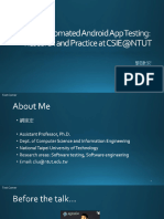 Android App Testing Reserach and Practice