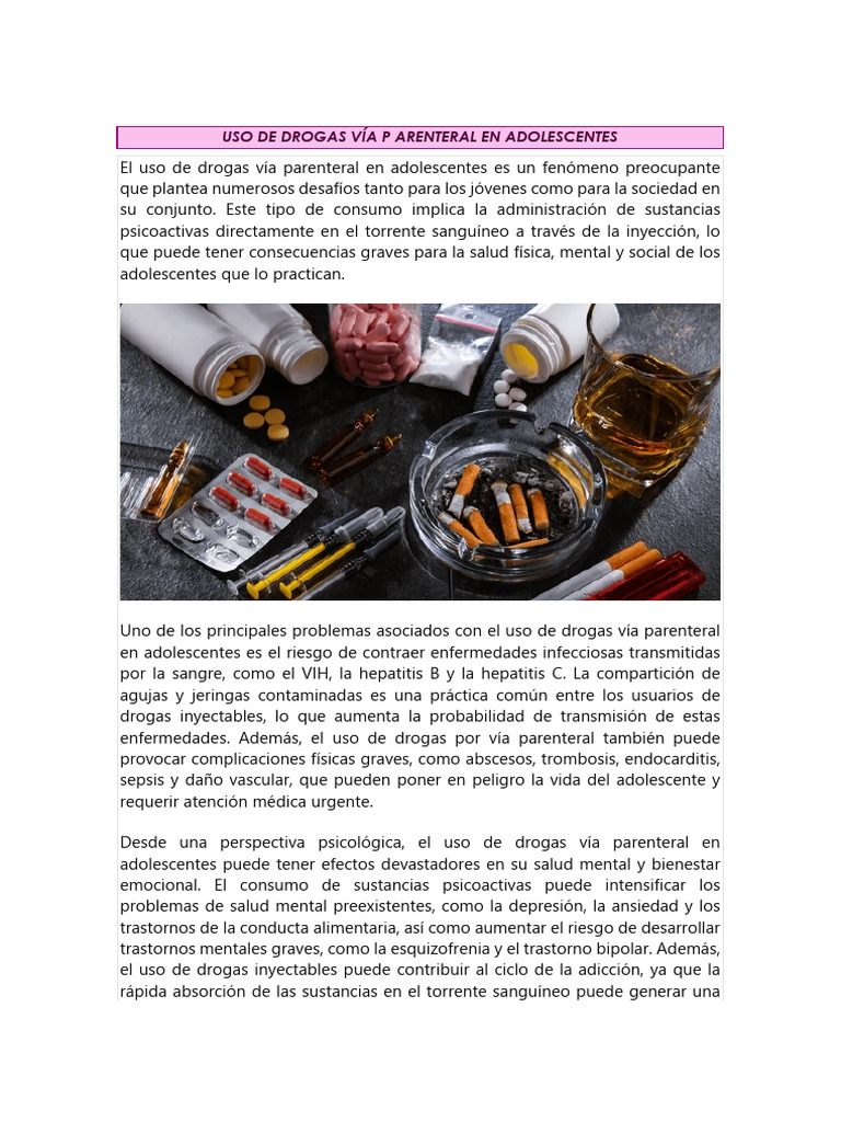 Uso de Drogas Inyectables en Adolescentes | PDF | La dependencia de ...