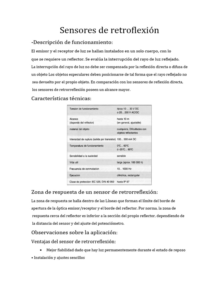 Sensores de Retroflexión | PDF | Ligero | Relámpago